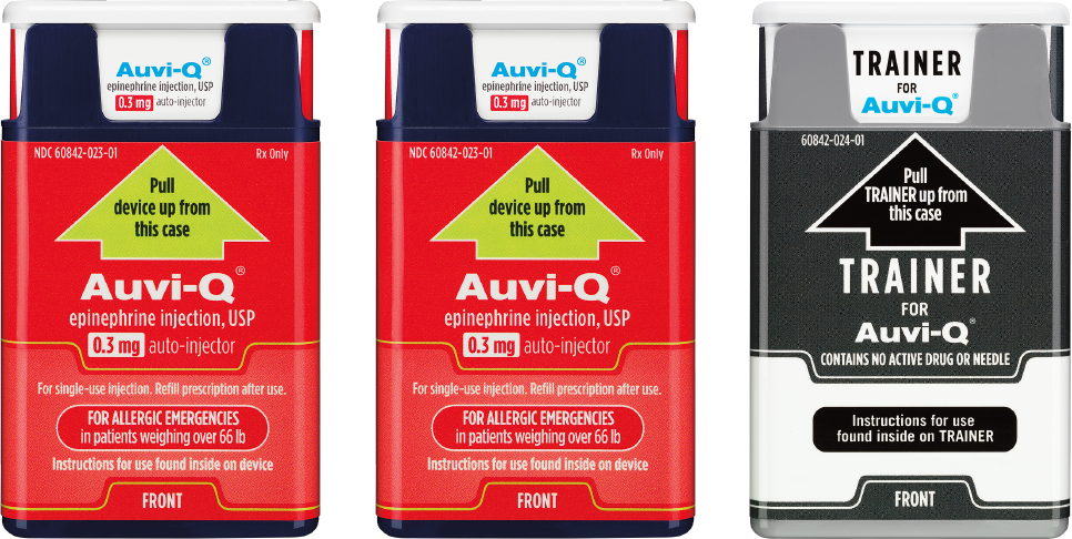 Auvi-Q epinephrine autoinjectors and trainer by kaléo